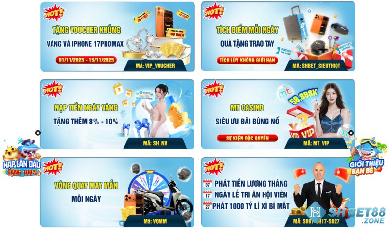 SHBET nổi tiếng với độ chịu chơi khi liên tục triển khai nhiều ưu đãi hot